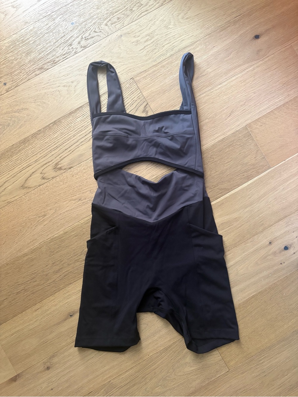 108 Sportif Gray & Black Activewear One Piece (Onesie) - Size Small